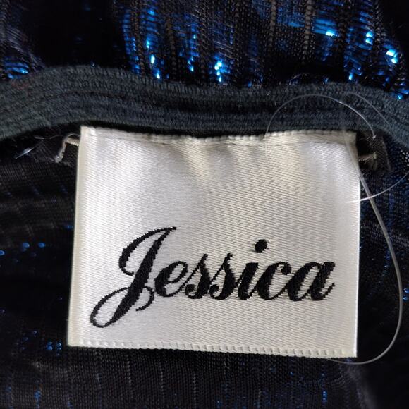 Vintage 80s Blue Metallic Pleated Ruched Disco Midi Dress Spaghetti Size S - Picture 15 of 16